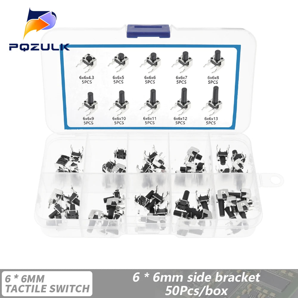 6*6 Tact Tactile Push Button Switch 4.3-13mm SMD DIP 2P/4Pin Micro Switch 6x6 Keys Tact ON/OFF 10 Models for Arduino