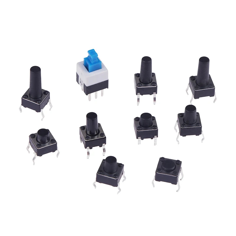 180 Pcs Tactile Push Button Switch Kit  - 6mm/7mm SMD & THT Momentary Tact Switch Assortment, Electronic Components DIY Repair