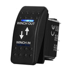12V 20A Winch In Winch Out Switch DPDT Momentary (ON) OFF (ON) Rocker Switch 3 Position Blue Led Waterproof Reversing Switch