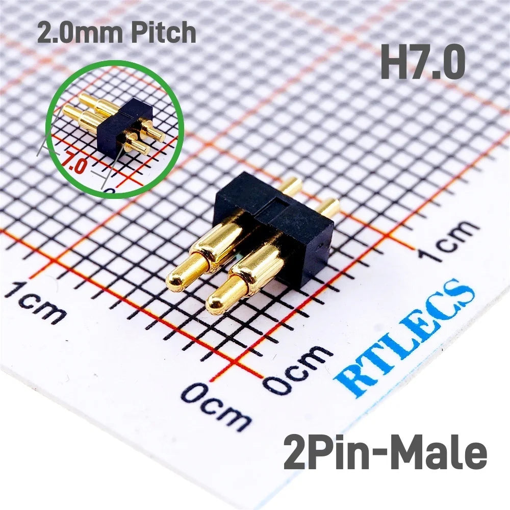 Spring-Loaded Pogo Pin Connector 2.0 mm Pitch 2 3 4 5 6 Pins Through Holes PCB SMD Height 3 4 4.5 7 mm Modular Contact Strip