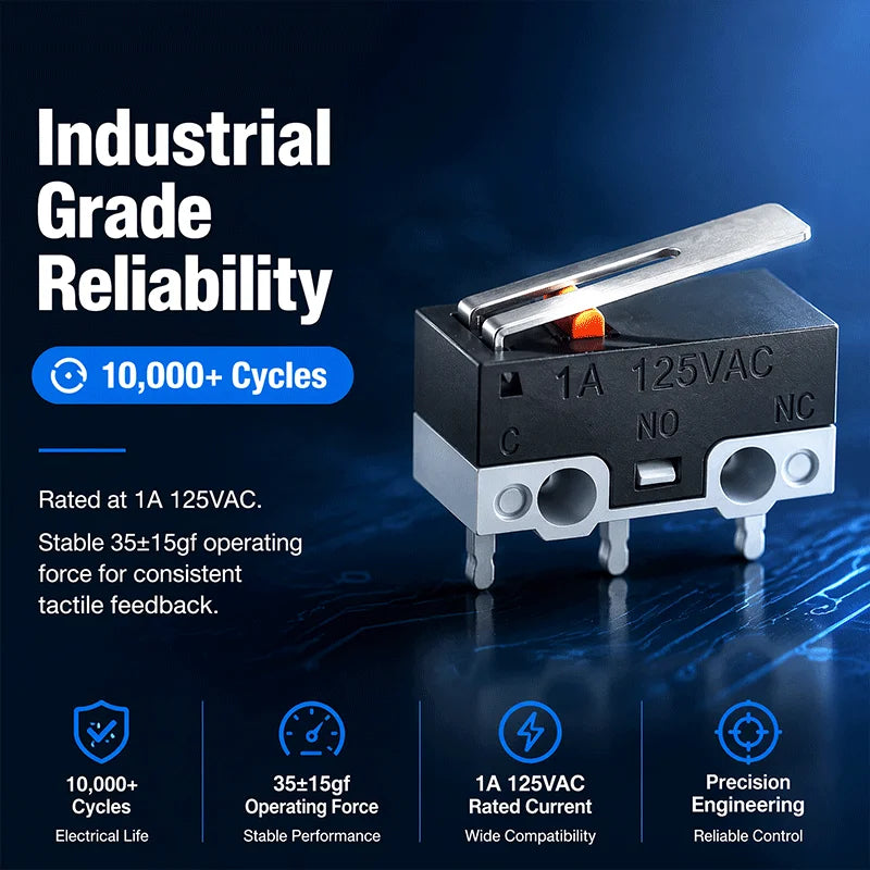Mini Micro Limit Switch C NO NC 3 Pins PCB Terminals SPDT 1A 125V Roller Arc Lever Snap Action Push Micro Mouse Switches