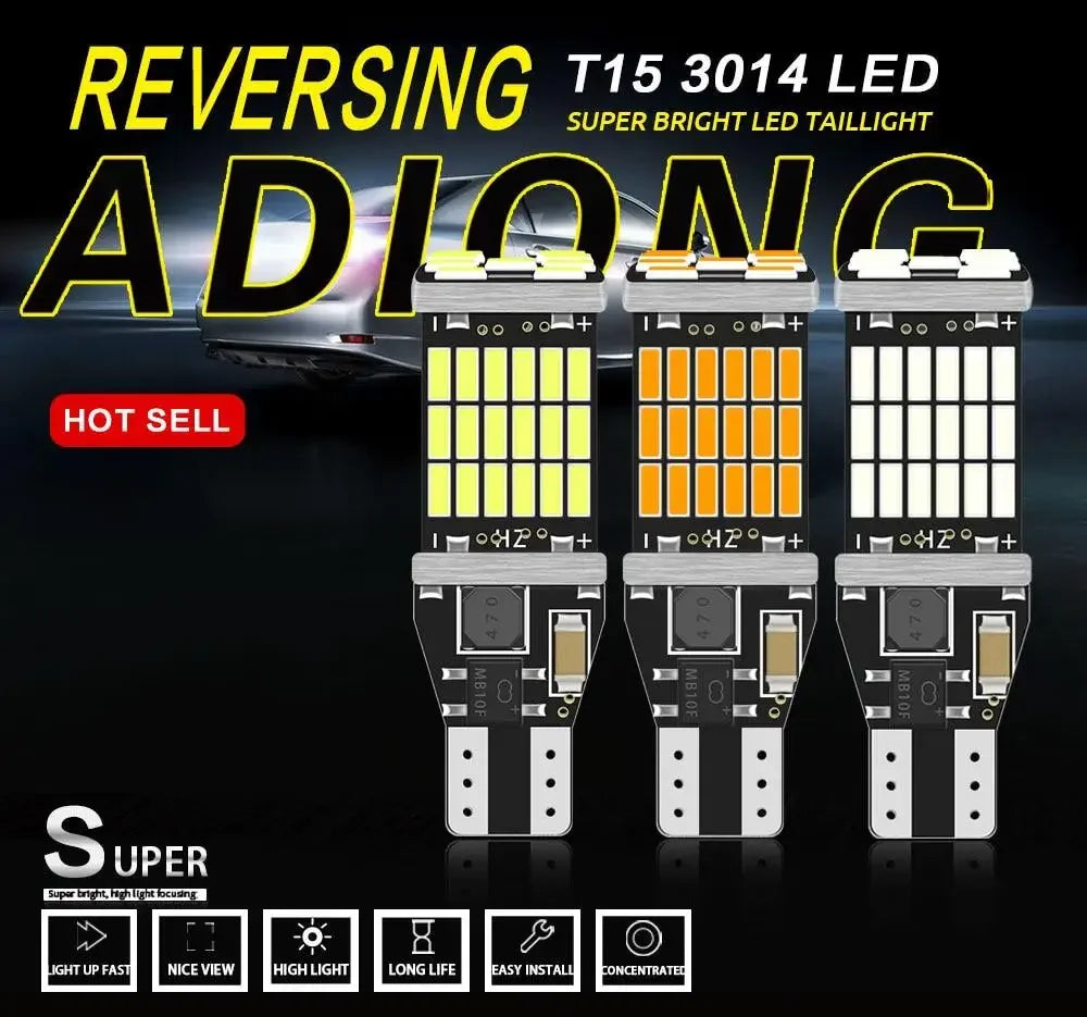 2/6pcs T15 Reverse Light W16W Led Super Bright 10W Canbus Backup Light Car Park Light White Red 12V