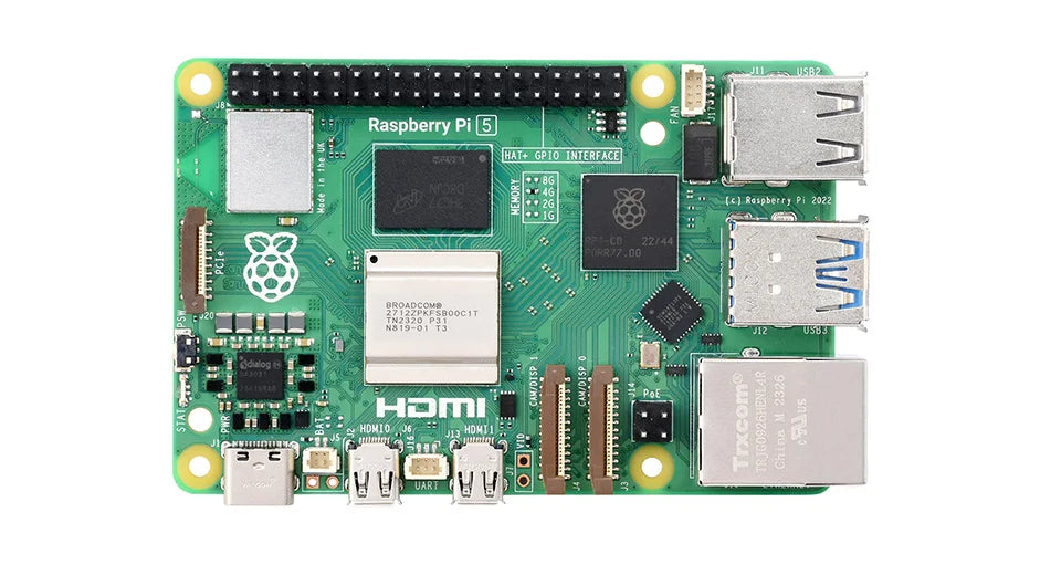 Raspberry Pi 5, Options for 4GB/8GB RAM, BCM2712 Processor, 2.4GHz Quad-Core 64-bit Arm Cortex-A76 CPU Built Using RP1 I/O