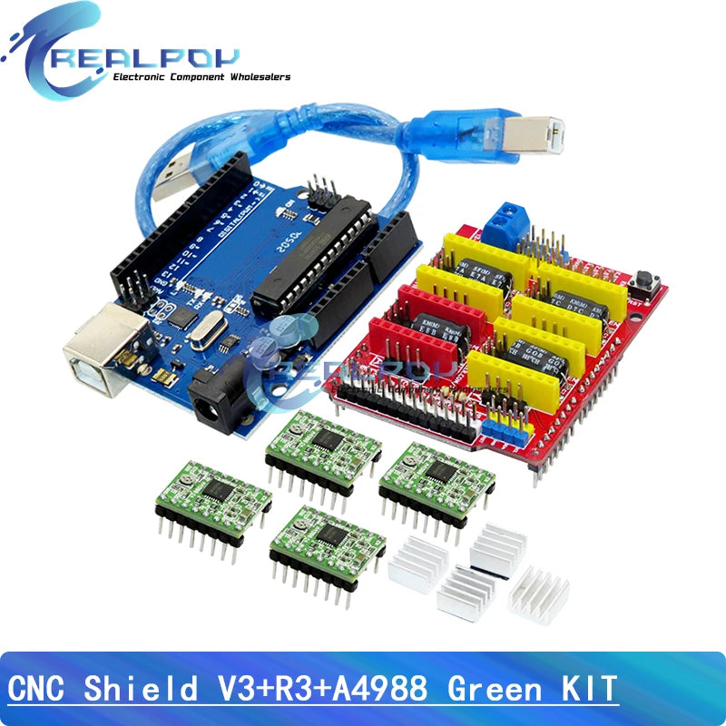 CNC Shield V3 engraving machine 3D Printer+ 4pcs A4988 / DRV8825 driver expansion board for Arduino For UNO- R3 + 30cm USB cable