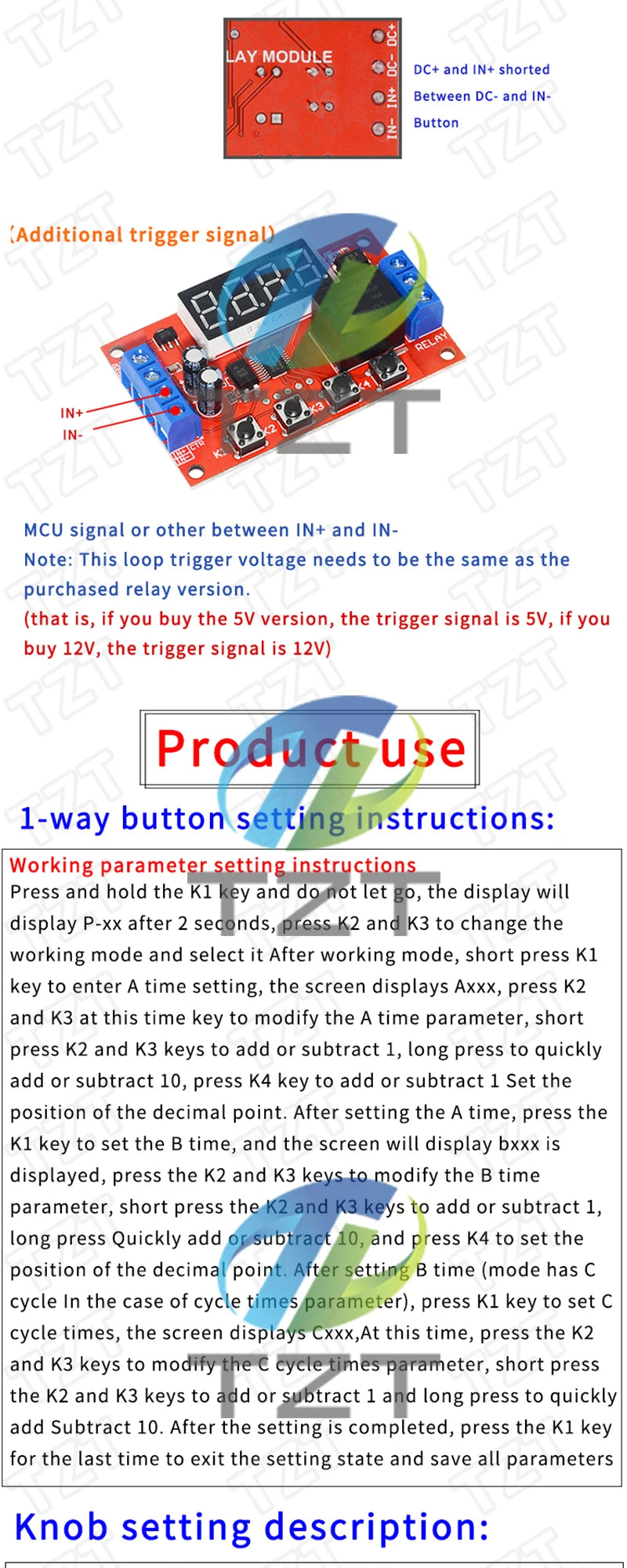 DC 5V 12V 24V 10A Adjustable Time Delay Relay Module 32 Modes LED Digital Timming Trigger Timer Control Switch Pulse Cycle