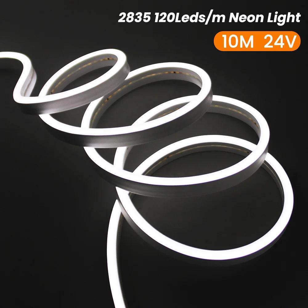DC 12V 24V LED Neon Strip Light Neon Sign Waterproof Silicone Rope Lights Flexible Lamp Home Decoration with 2pin Wire 9 Colors