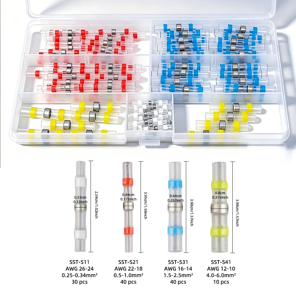 100~1000Pcs Heat Shrink Butt Terminals with Solder ,Solder Seal Wire Connectors,IP67 Waterproof Electrical Equipment Connection