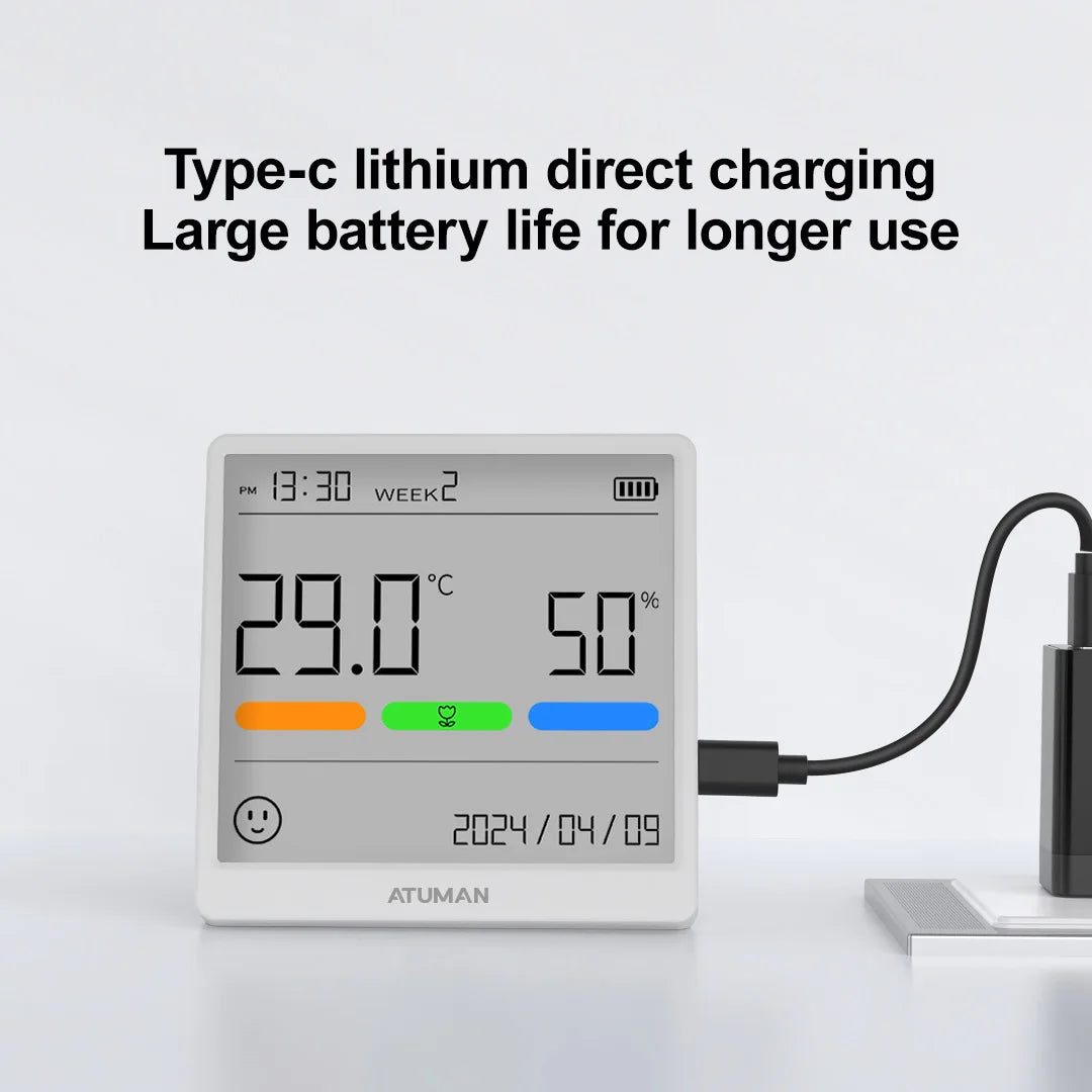 Duka THSE Temperature Humidity Meter Indoor Clock High-precision Digital Weather Stations Sensor for Home Type-C Rechargeable