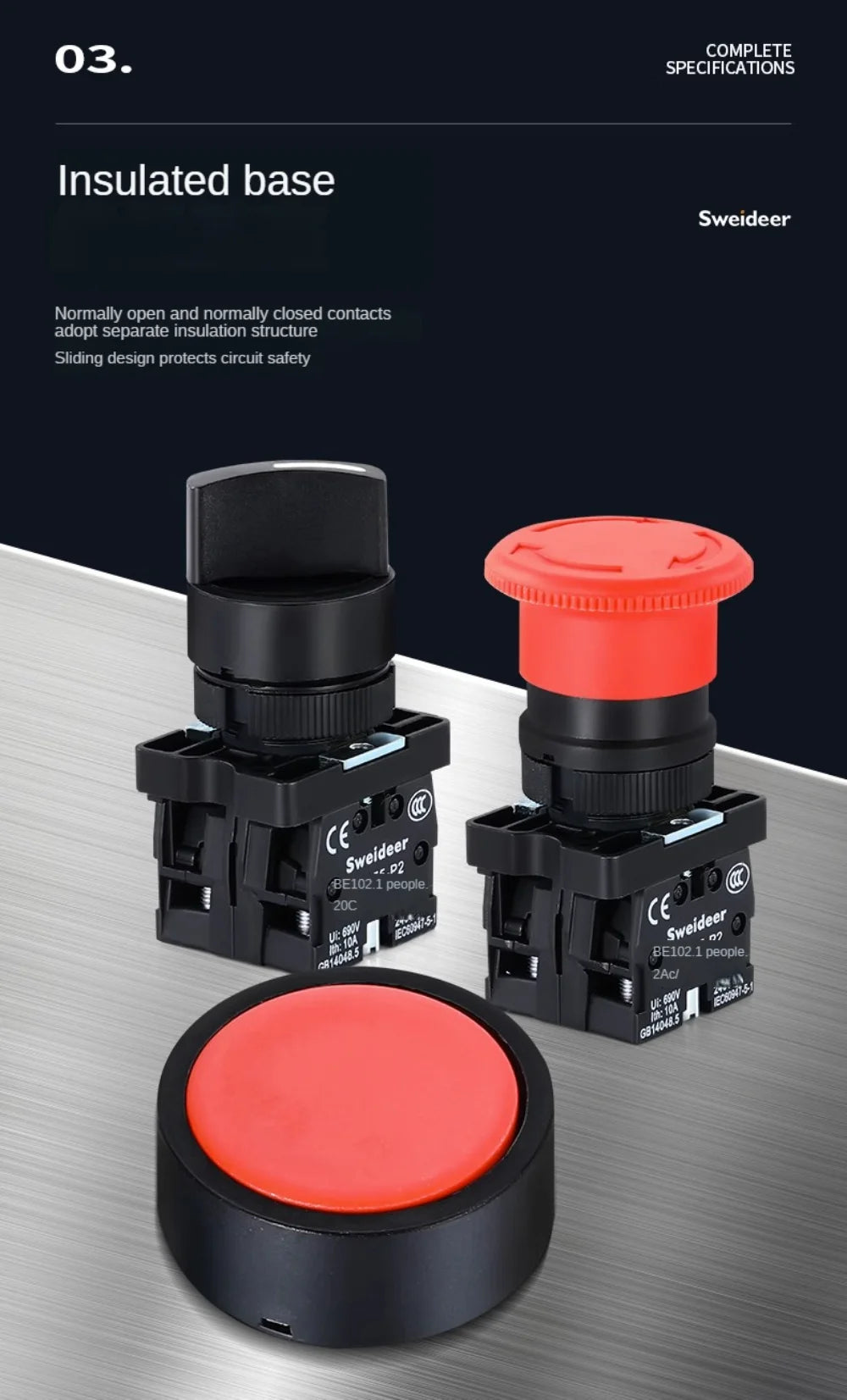 22mm Push Button Switch Momentary Reset ON OFF 12V/220V/48V/24V Black NC NO Power Button for Electrical Industrial Panelboard