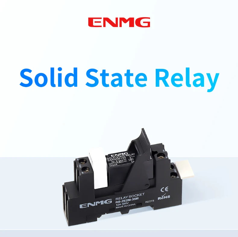 ENMG Small DIN-Rail Solid State Relay 24V 3A 4A 10A DC SSK10D6132 SSR DC to AC 220Vdc with base DC control 5V 24V AC 220V lights