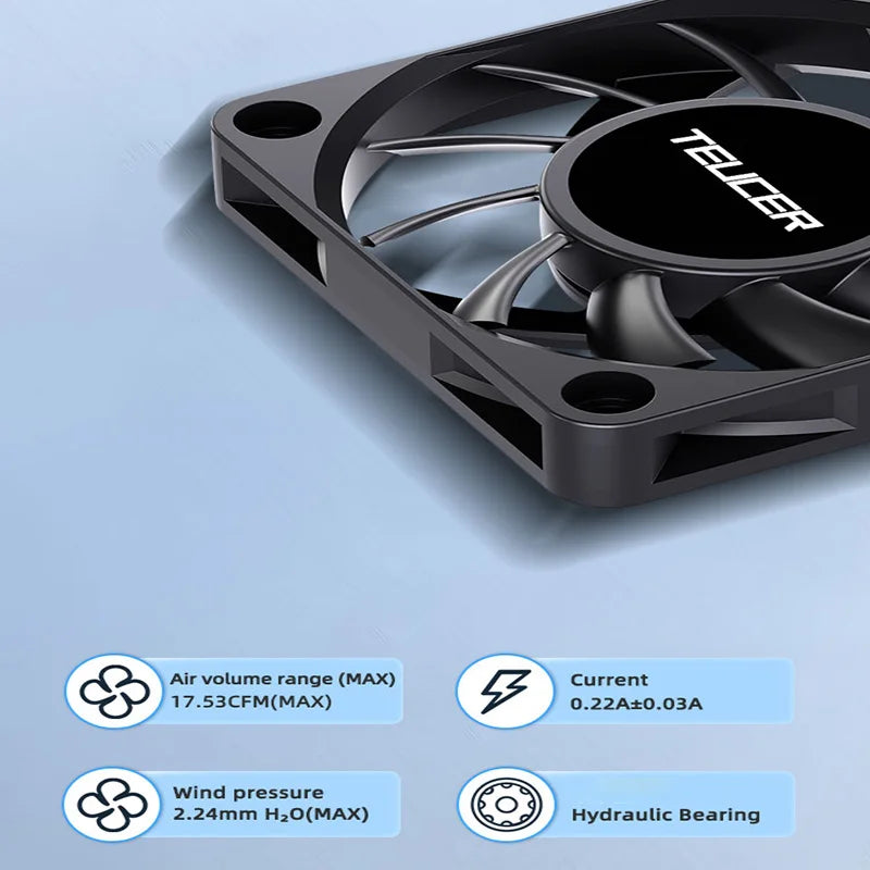 TEUCER UT-60 Slim 60mm PC Case Fan 3500RPM High Airflow CPU Cooler 6/7CM Ultra-thin Cooling Fan