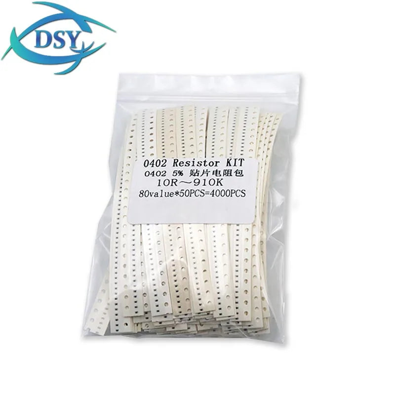 4000PCS 2000PCS 0402 0603 0805 1206 1210 SMD Resistor KITs 1% 5% 10R 100R 220R 330 470R 10K 100K 80Values Resistance Sample Pack