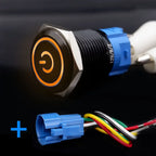Black Push Button Switch with Wire Led Light 16/19/22mm Waterproof Illuminated  Metal Latching Momentary 5V 12V 220V Red Blue