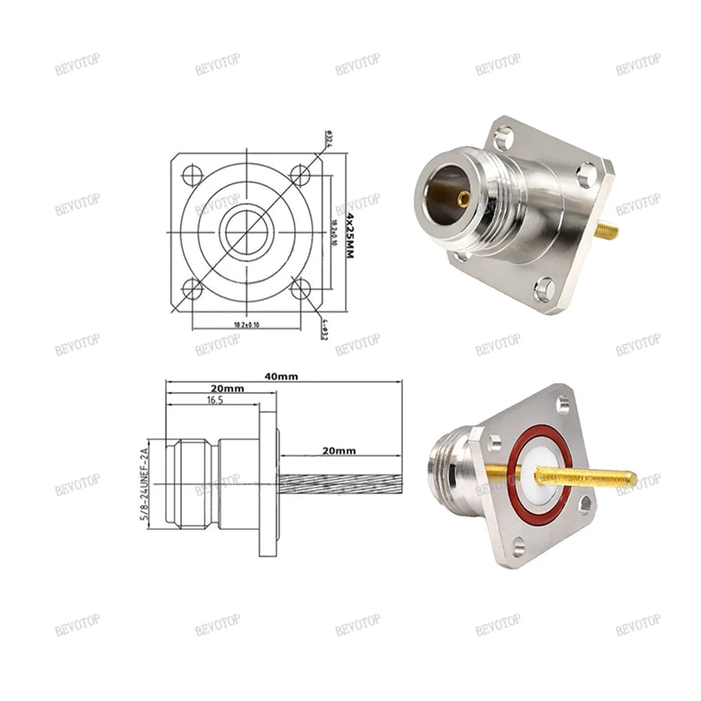 1PCS L16 N/Q9 BNC/TNC/UHF Flange Connector Male Plug/Female Jack 4-Holes Flange Panel Chassis Mount Coaxial Solder Nickel Plated