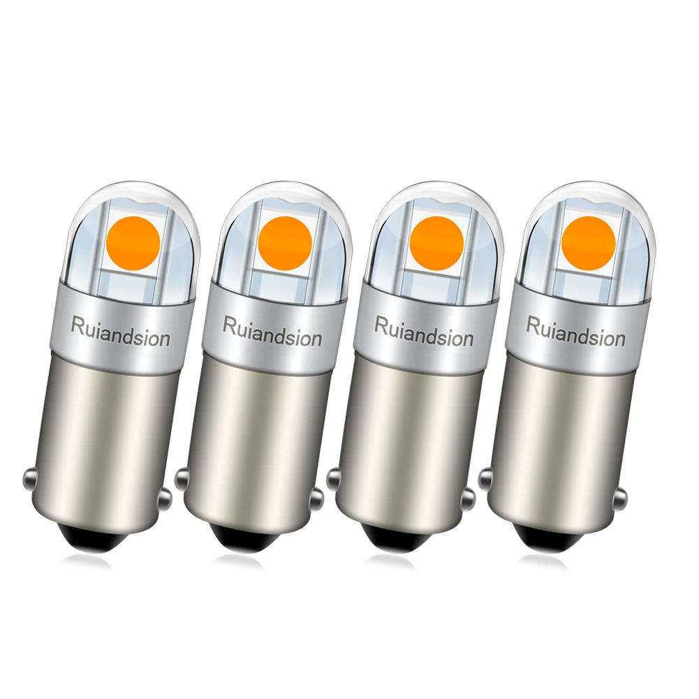4PCS 6.3V BA9S 2 SMD 3030 LED Non Polarity 6V 12V 24V 110V 220V Car Bike Pinball Machine White Yellow 3000K