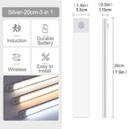10-60cm USB Rechargeable Ultra-Thin Motion Sensor Light Magnetic Mount  3-Color Adjustment Under Cabinet Light for Home Office