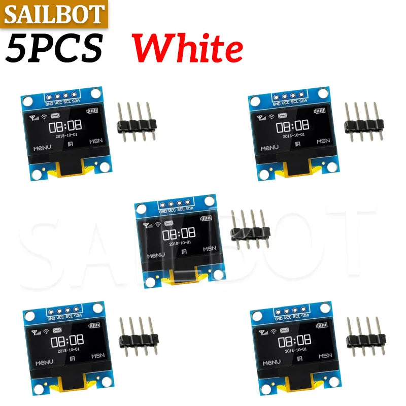 1-10PCS 0.96 Inch OLED Display Module I2C IIC SPI Serial 128X64 SSD1315 LCD 3.3-5V 4 Pin White/Blue/Yellow Blue for Arduino