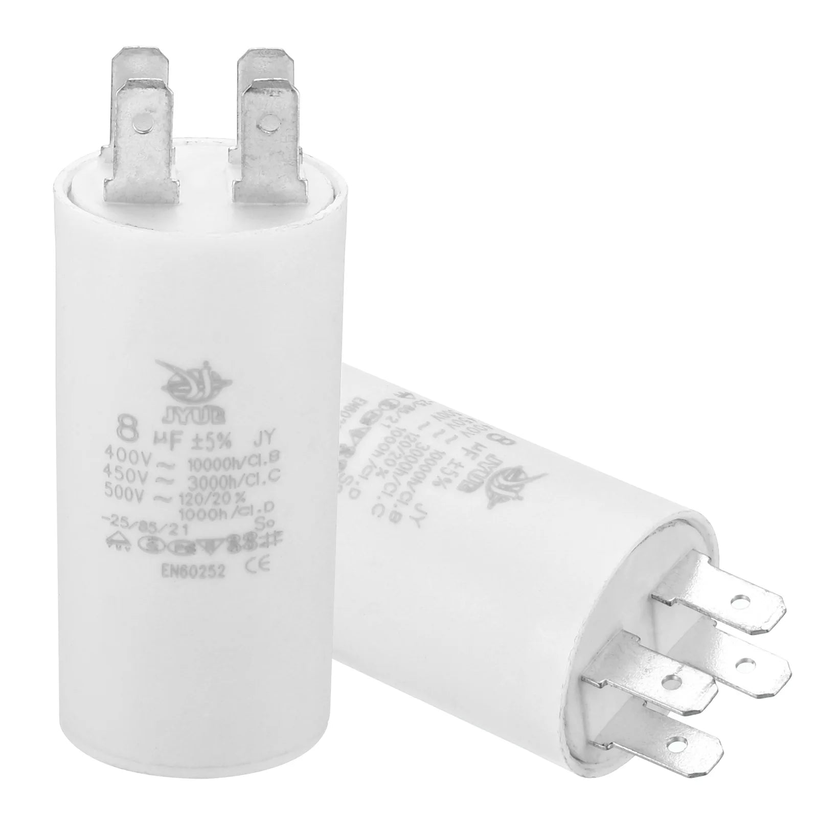 CBB60 8uf-100uf Running Capacitor AC 450V 4 Pins 50/60Hz Double Insert Cylinder Bottom for Air Conditioning Water Pump Fan Motor
