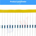 100PCS/lot 1/4W Metal film resistor 1R~22M 1% 100R 220R 1K 1.5K 2.2K  4.7K 10K 22K 47K 100K 100 220 1K5 2K2  4K7 ohm resistance