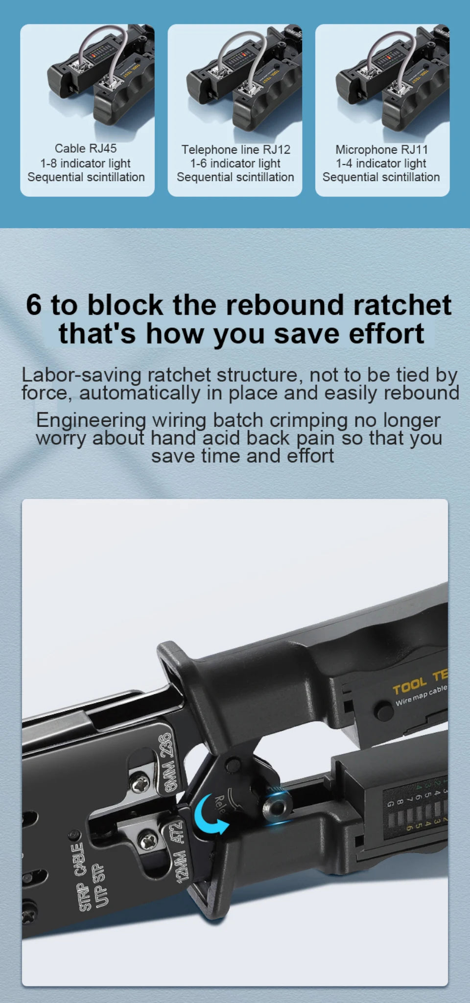 3 in 1 RJ45 Network Plier LAN Cable Crimper Pliers Cutting Three-Purpose Tool Tester 6P/8P/4P Wire Cutter Test Crimping