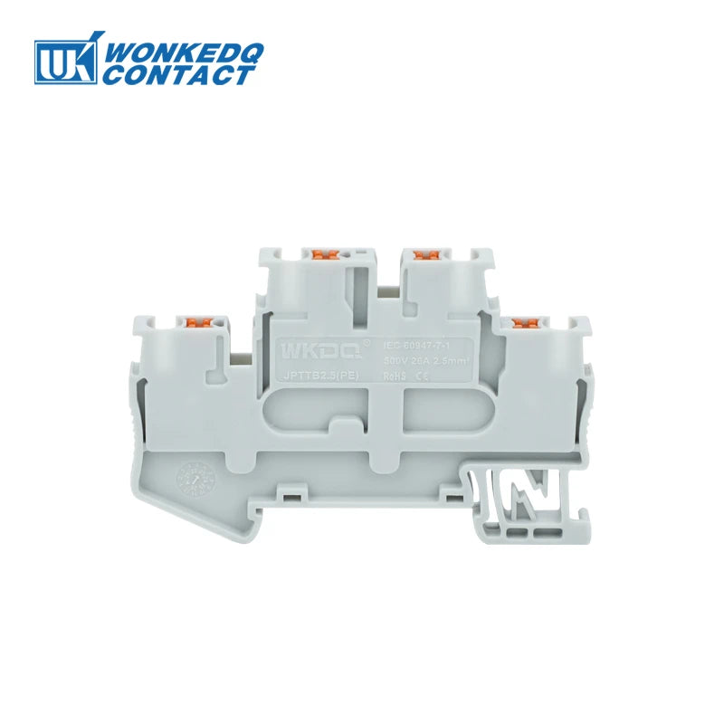 10Pcs PTTB 2.5 Push-in Double Level Din Rail Terminal Block 2 Layer 2.5mm² Plug Electrical Wire Connector PTTB2.5