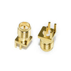 10pcs SMA Male / Female Jack PCB Edge Mount Connector, Straight Solder Type, Gold Plated 50Ω RF Receptacle for 1.6mm Board