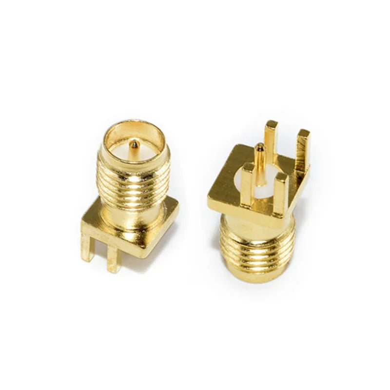 10pcs SMA Male / Female Jack PCB Edge Mount Connector, Straight Solder Type, Gold Plated 50Ω RF Receptacle for 1.6mm Board