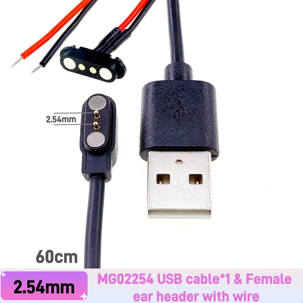 Smart Wristband Male Female Wire 2 3 4 5 Pole USB Type-C DC Charger Connector 2A DC Smart Watch Magnetic Pogo Pin Universal