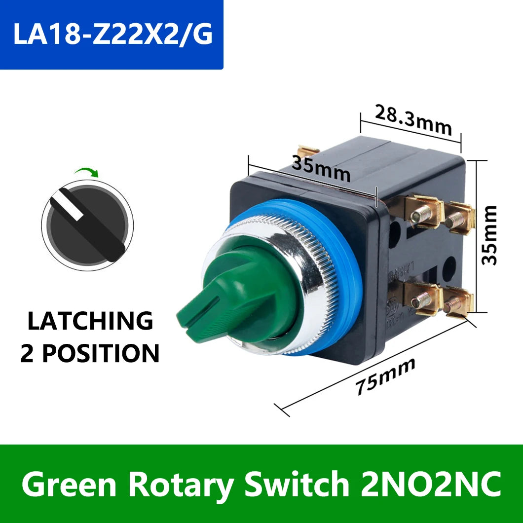 ABILKEEN LA18-22 2NO2NC Metal Push Button Switch 25MM Mount Size Momentary/Latching Rotary/Mushroo Head Power Control Switch