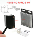 Square Laser Sensor 35cm Adjustable NPN PNP Mirror Lens Diffuse Optical Infrared Photo Cell Proximity Switches E3Z-LAS