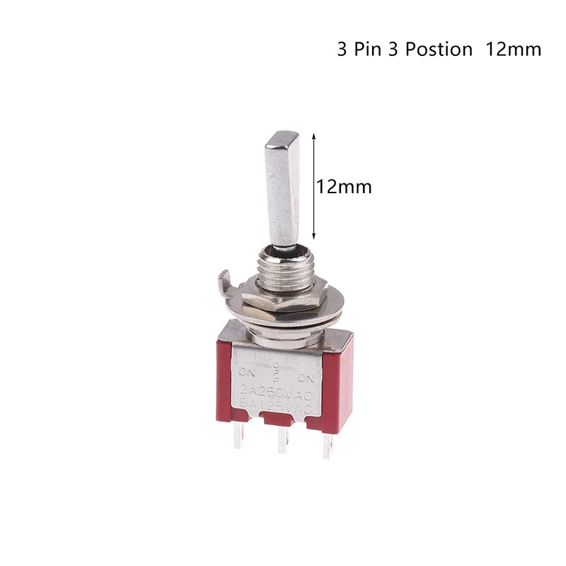 Toggle Switch 3Pin 3/2 Position Self-locking/Self-resetting ON OFF ON DPDT SPST DPST 5A 125VAC 2A 250VAC Latching Flat Handle