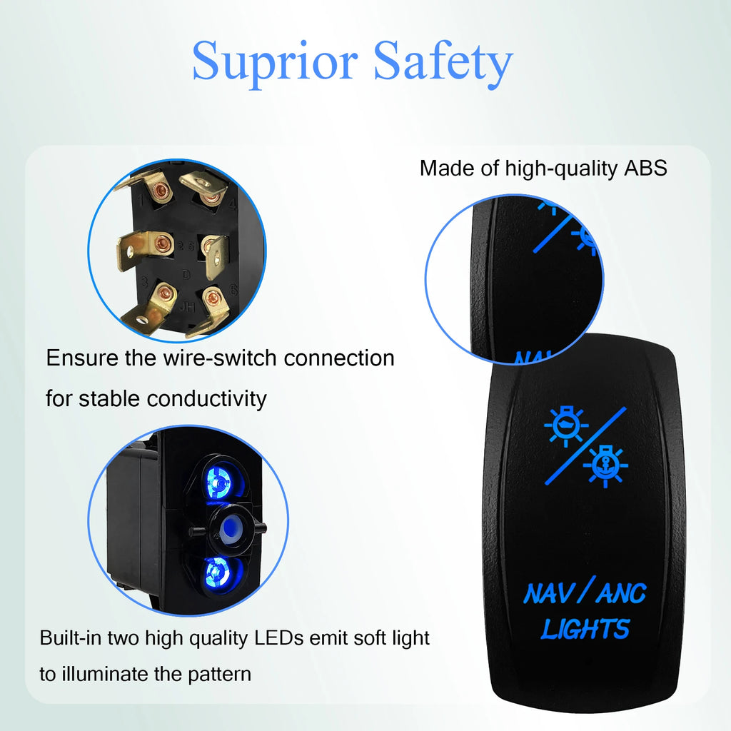 12V Reverse Polarity Rocker Switch DPDT ON-Off-ON 6 Pin Momentary/Latching for Winch Linear Actuator Car Window RV Jack Boat RV