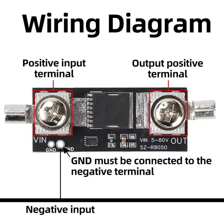 80V 50A High Current Ideal Diode Module for Solar Charging Circuit Reverse Current Protection