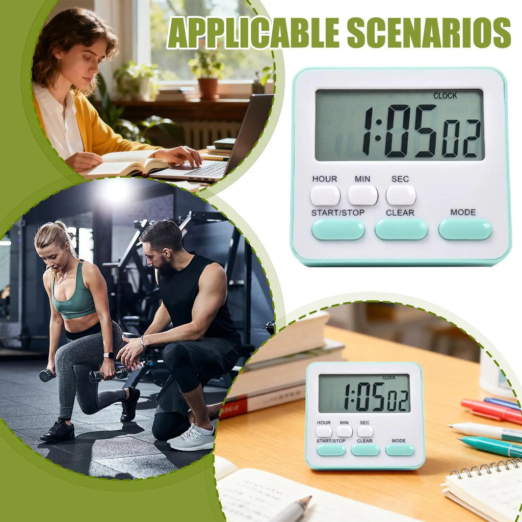 Silent Digital Timer for Study & Classroom, Multi-Purpose Countdown Clock for Students, Grilling, Baking  No Ticking Noise