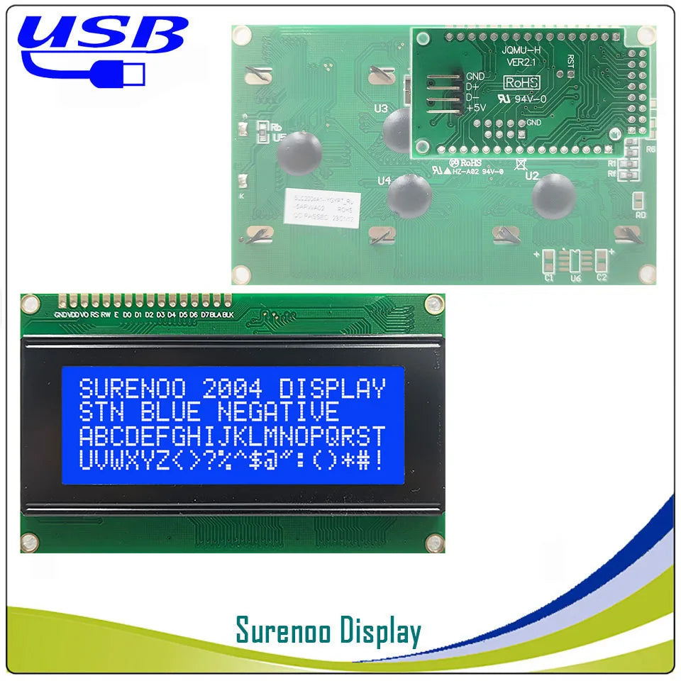 Surenoo LCD2USB USB 204 20X4 2004 Character LCD Module Display Screen Panel sutible LCD Smartie & AIDA64 for DIY PC