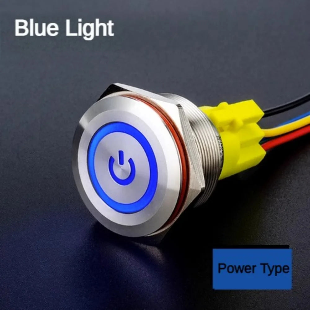 25MM30MM Metal Push Button Switches Power Symbol Waterproof LED Indicator Momentary Latching Start Stop Power On Off Switch