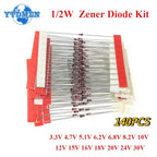 140pcs 1/2W Zener Diode Kit 0.5W DO-35 3.3V-30V 14Values Each 10pcs DIY Sample Assortment Set