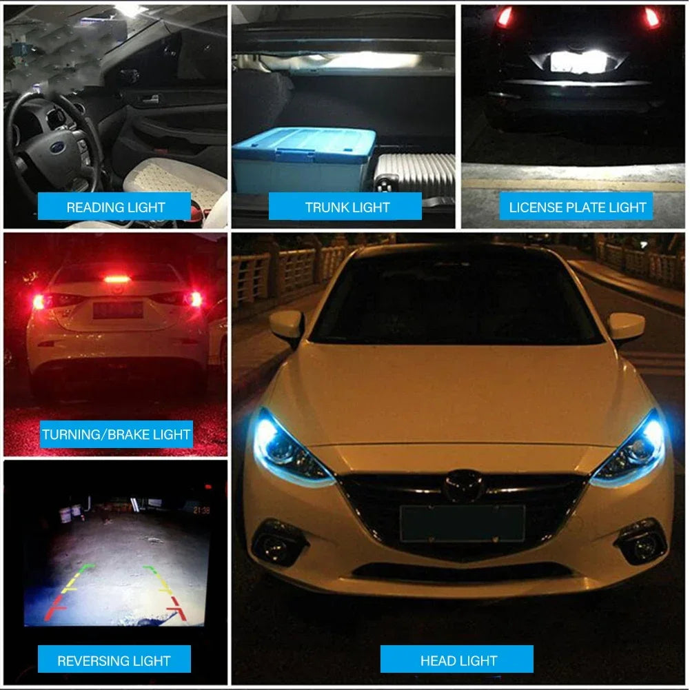 10PCS W5W T10 LED Bulbs Canbus 5730 8SMD 12V 6000K for Car Turn Signal Reading Brake Trunk Hood Width Clearance Lights