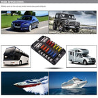 6/12 Way Blade Fuse 12-24V Car Boat Fuse Box Holder With Plastic Cover For Power Panel Board Camper RV Accessorie