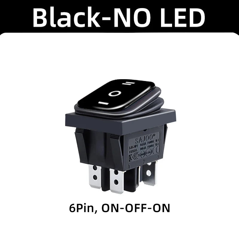 SAJOO Waterproof Rocker Switch KCD4 4Pin/6Pin DPDT With LED Lights Vehicle Boat Power Switch ON OFF 12V 24V 220V Size 22*30mm