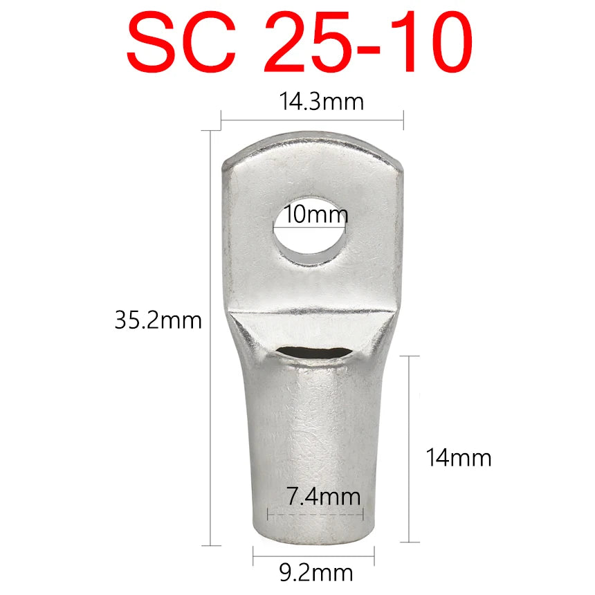 SC 1.5-120mm2 SC1.5/2.5/4/6/10/16/25/35/50/70/95/120 Copper Battery Bolt Screw Hole Ring Connector Wire Cable Lug Crimp Terminal