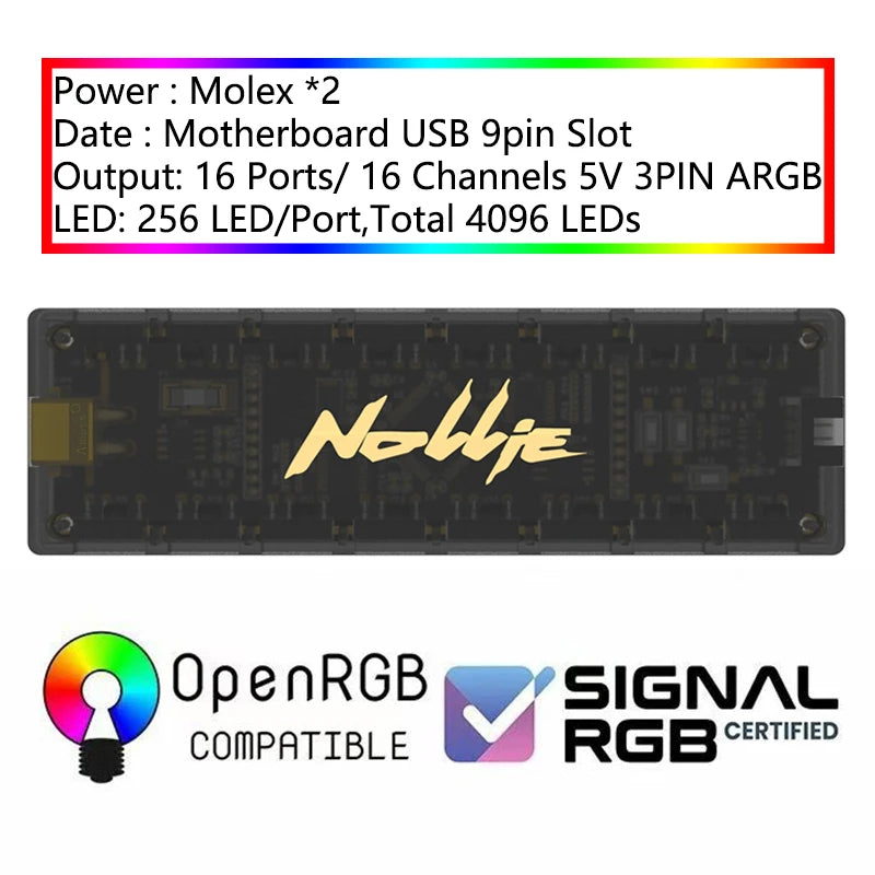 Nollie SignalRGB OpenRGB Universal Addressable 5V 3PIN ARGB Asynchronous Controller HUB For Computer PC Cooling Fans Light Strip