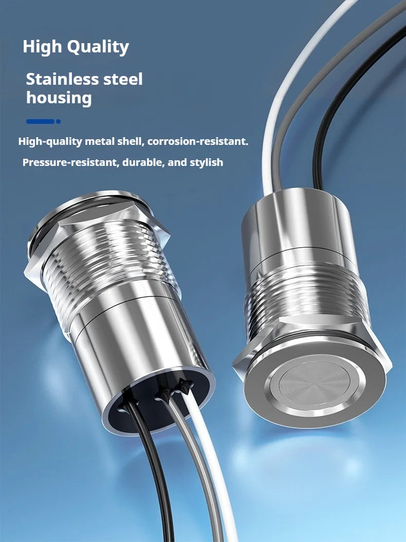 Metal touch sensor switch Stainless steel button jog delay self-locking IP68 waterproof 16/19/22/30mm