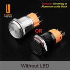 LANBOO LB16A Device Button Switch Chrome Plating/Aluminum Oxide Black/Optional 1NO1NC/5 Pin Latching/Momentary Optional