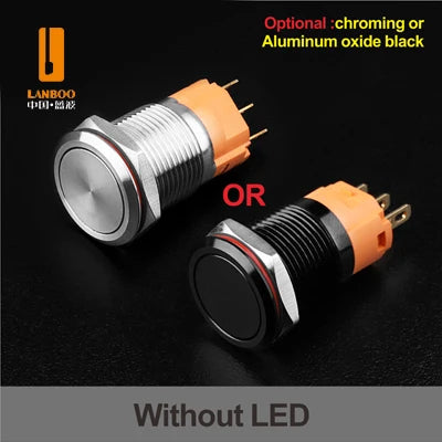 LANBOO LB16A Device Button Switch Chrome Plating/Aluminum Oxide Black/Optional 1NO1NC/5 Pin Latching/Momentary Optional
