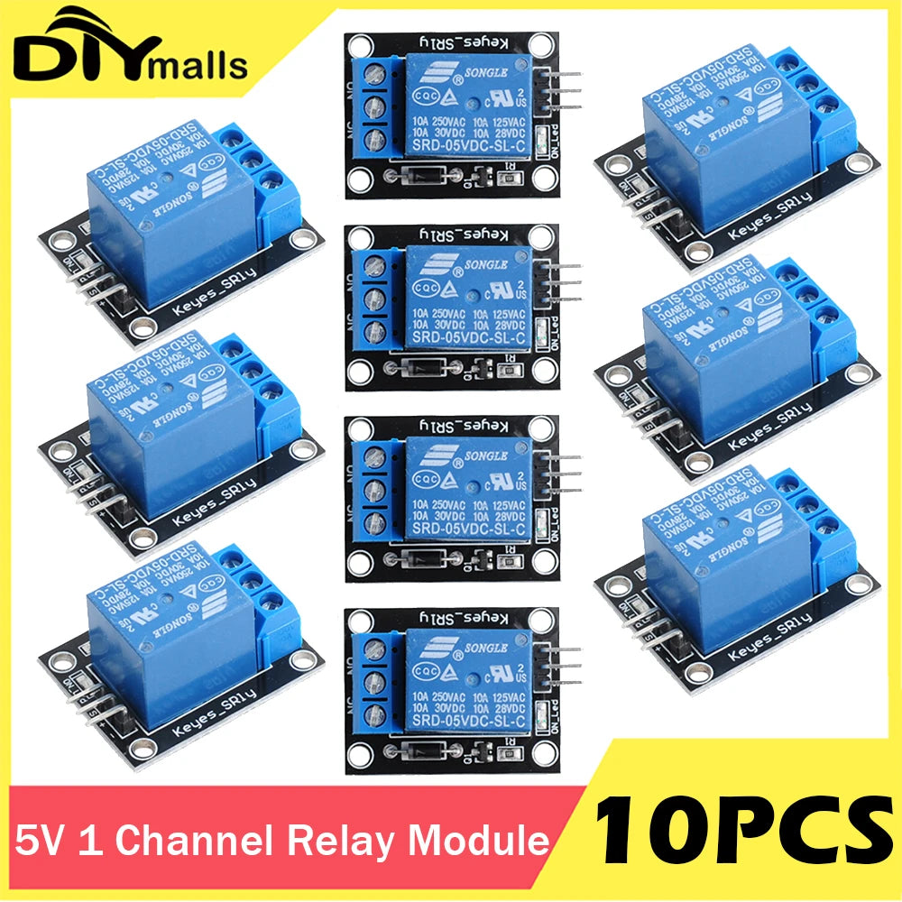 10pcs 5V 1 Way Channel Relay Module SRD-05VDC-SL-C with NO/NC Contact Control Support High Level Trigger for Arduino