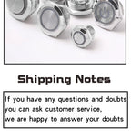 12/16/19/22mm Metal Push Button Switch Short Stroke Silver Shell Waterproof High Head With Power LED Light Momentary 1NO 6V 24V