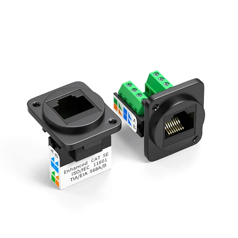 RJ45 Network Cable Connector CAT5E Panel Installation Module Shielded Solder-free Network Cable Extender Category 5 Panel Socket