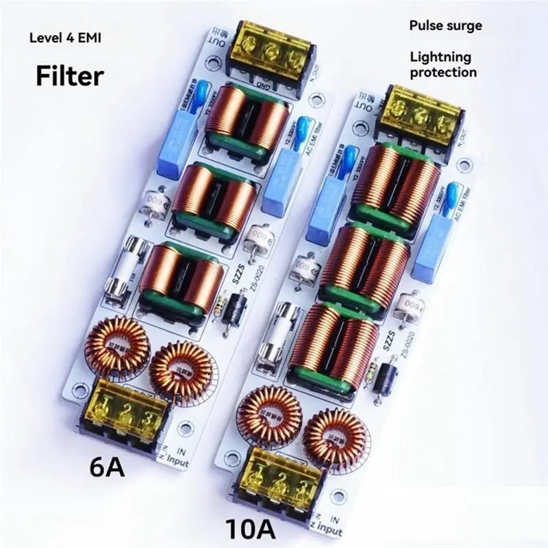 A99E-AC 110V 220V EMI Filter 4-Stage Lightning Protection Suppressor Power EMC Audio Amplifier Purifier Current Noise 6A
