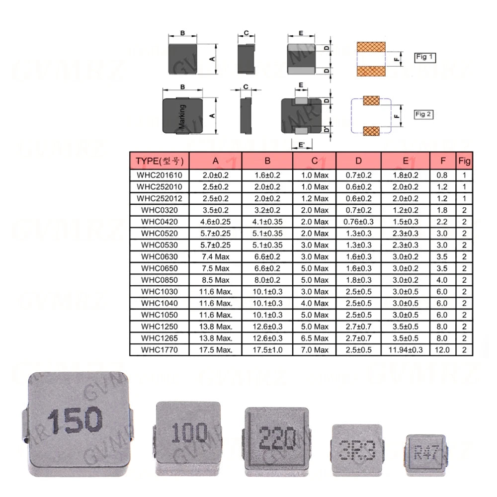 10PCS 33 47 68 UH 100UH 1UH 2.2 3.3 4.7 6.8 10 15 22 0420 0520 0630 0650 1040 1R0 2R2 6R8 SMD Molding Power Inductors 1UH ~47UH